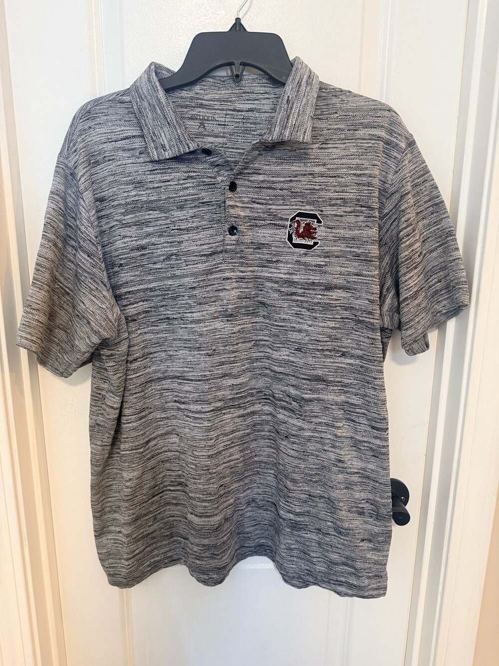 Antigua South Carolina Gamecocks Heather Gray Short Sleeve Polo Men's Size L